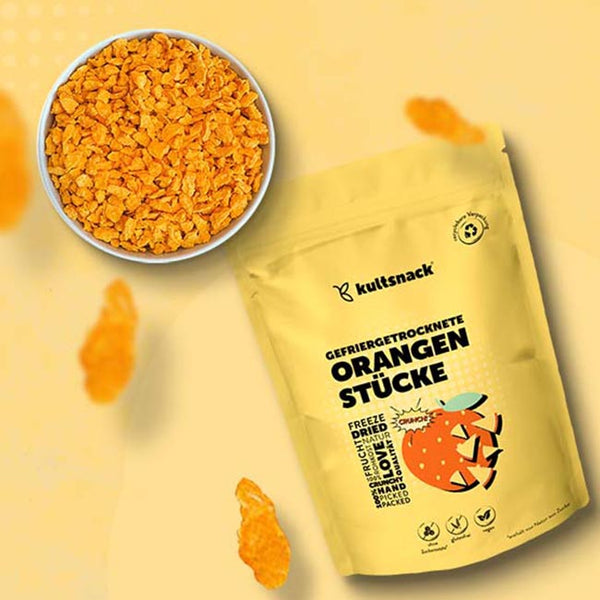 Orangen-gefriergetrocknete frische Orangen-100% italienisch. Süße Snacks  ohne Zuckerzusatz, gefriergetrocknete frische Früchte und Trockenfrüchte  für Patisserie-Eis-Cocktails 